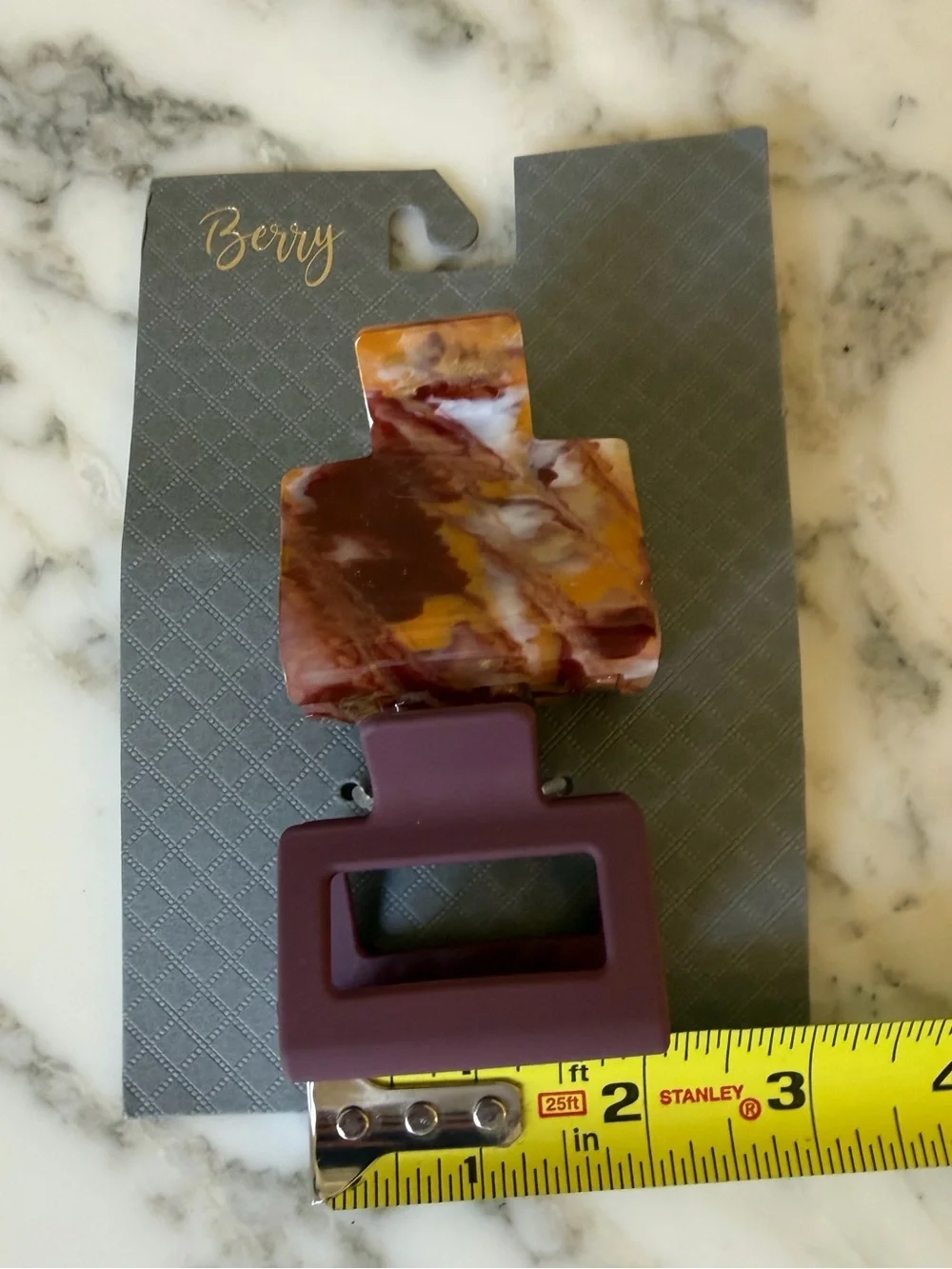 NWT Berry Set of 2 Hair Claw Clips Burgundy Tortoise Matte Rectangle Clips